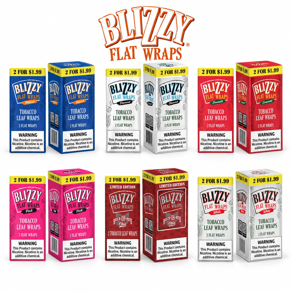 Blizzy Flat Wraps |  Tobacco Leaf Wraps | 2/1.99