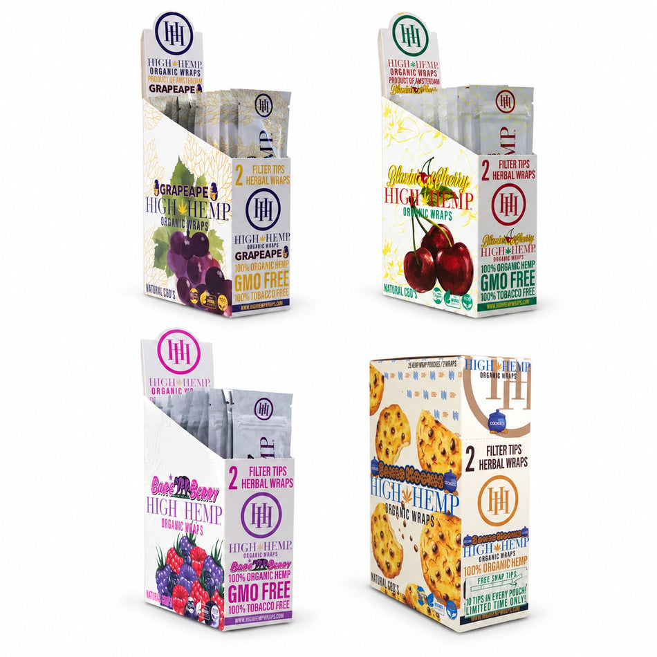 High Hemp | 2 Wraps | 25 Pouches | Multiple Flavor Option