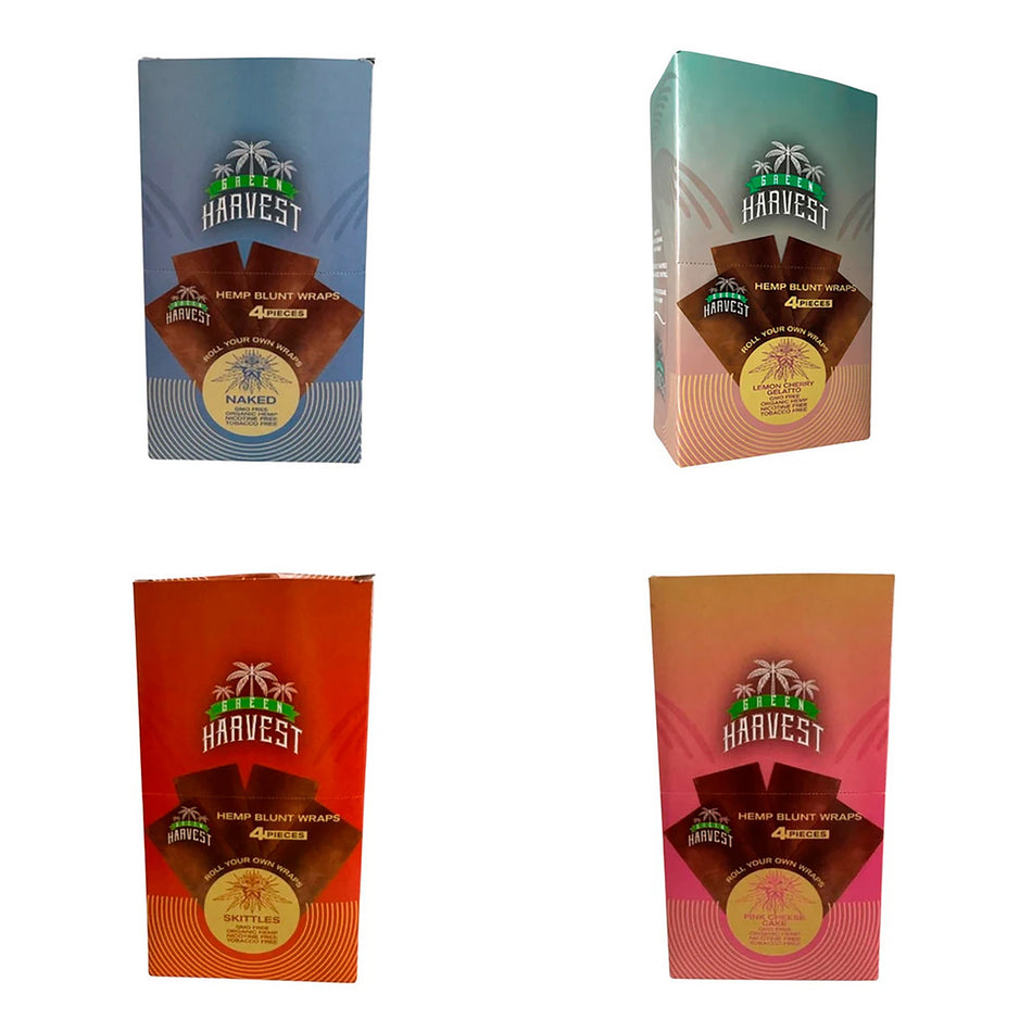 Green Harvest Hemp Flat Wraps | 15 Pre-Priced Pouches | 4/$1 Organic Hemp Wraps | Lemon Chery Gelato