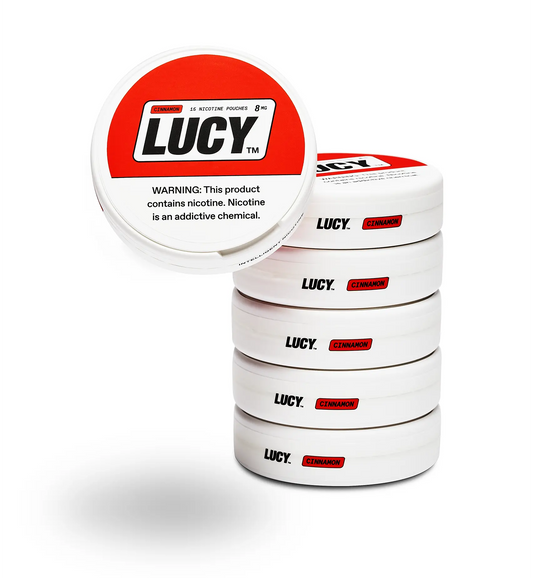 Lucy Nicotine Pouches | 8MG | 15 Pouches Per Pack | 5 Pack | Cinnamon