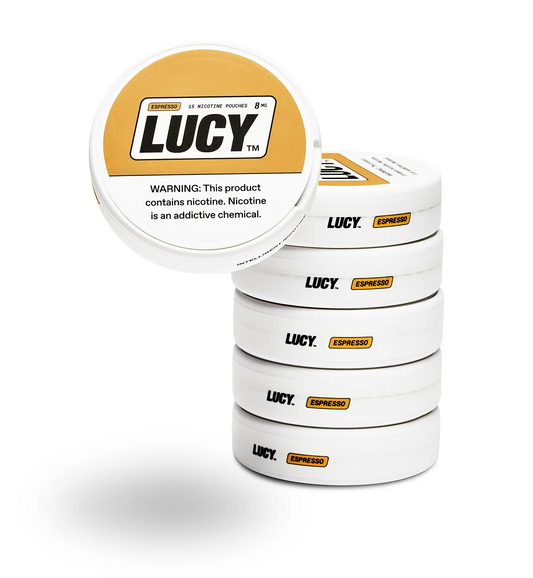 Lucy Nicotine Pouches | 8MG | 15 Pouches Per Pack | 5 Pack | Espresso