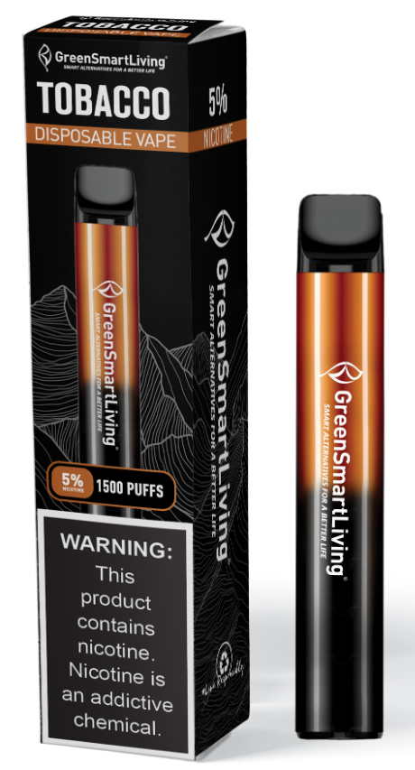 GreenSmartLiving Tobacco Disposable Vape Pen –  (5% Nicotine) | 10 Pack