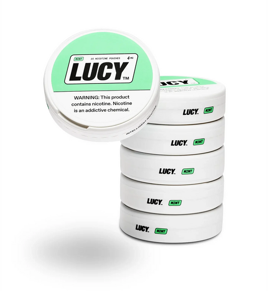 Lucy Nicotine Pouches | 4-8MG | 15 Pouches Per Pack | 5 Pack | Mint