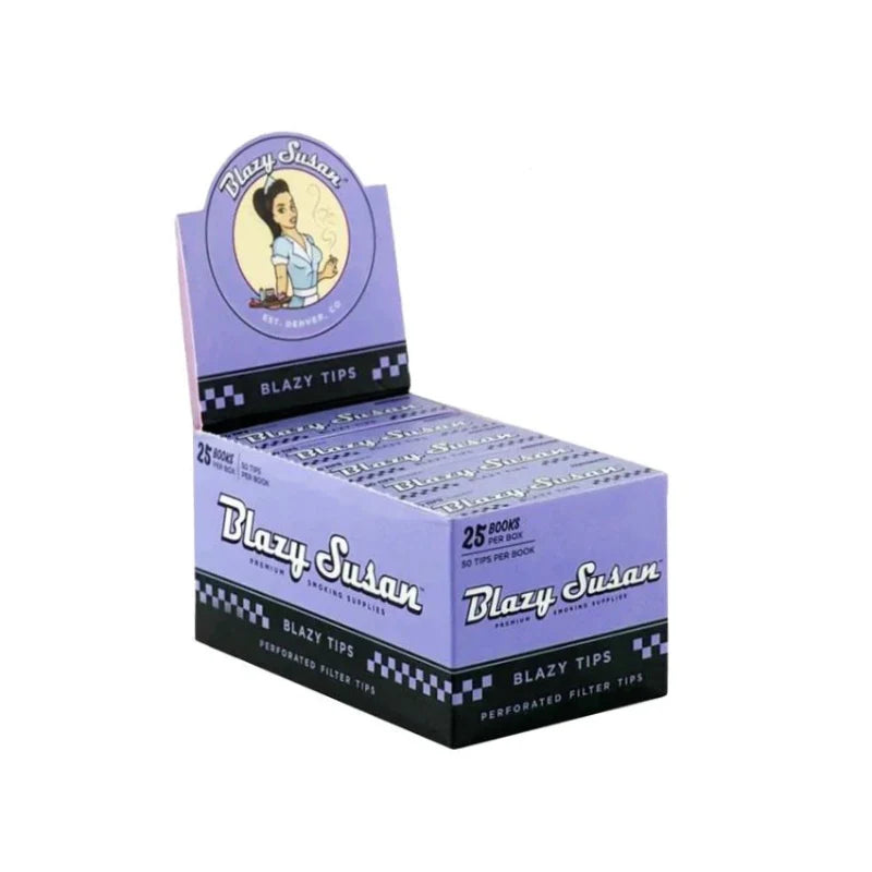 Blazy Susan Purple Tips | Perforated Filter Tips | 25 Books Per Box