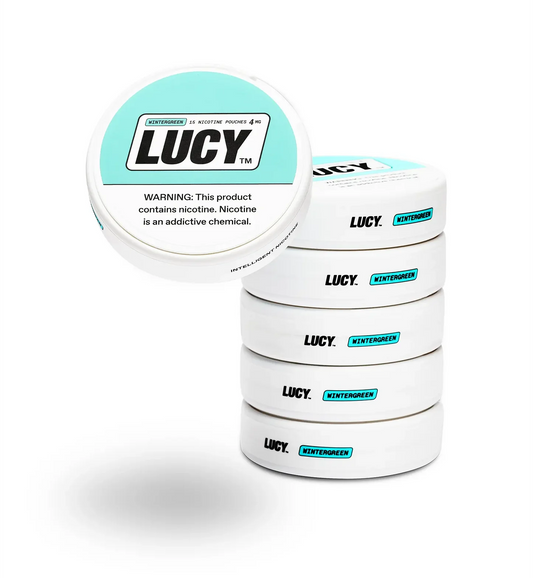 Lucy Nicotine Pouches | 4-12MG | 15 Pouches Per Pack | 5 Pack | WinterGreen